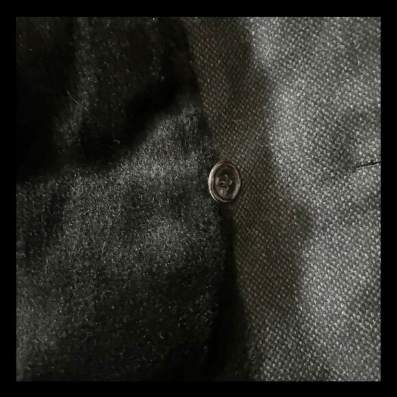 VTG 1940s Mens Heavy Wool Overcoat 41R Double Breasted Shearling Collar Mad Men - Picture 8 of 9